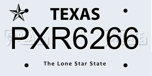 PXR6266 Texas License Plate