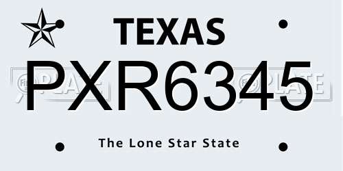 PXR6345 Texas License Plate