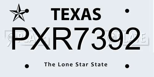 PXR7392 Texas License Plate