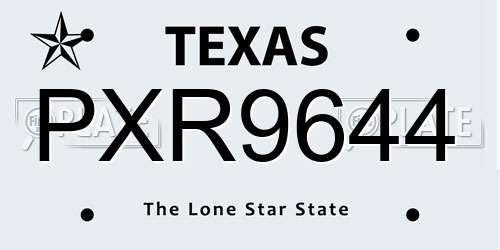 PXR9644 Texas License Plate