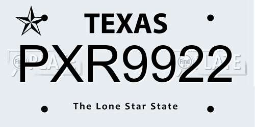 PXR9922 Texas License Plate