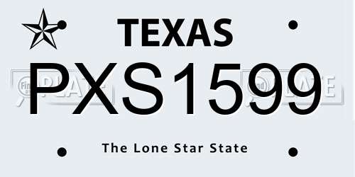 PXS1599 Texas License Plate