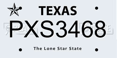 PXS3468 Texas License Plate