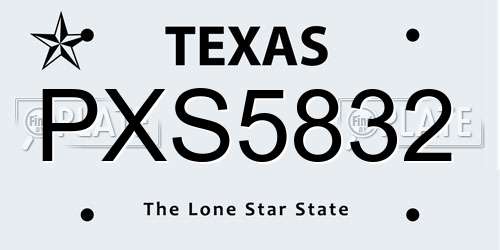 PXS5832 Texas License Plate