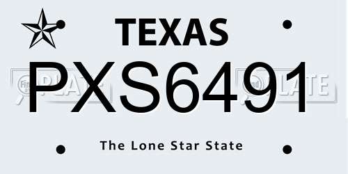 PXS6491 Texas License Plate