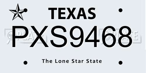 PXS9468 Texas License Plate