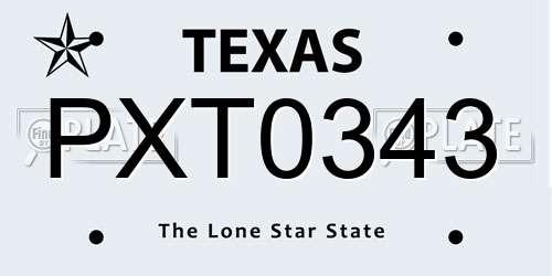 PXT0343 Texas License Plate