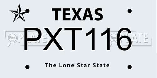 PXT116 Texas License Plate