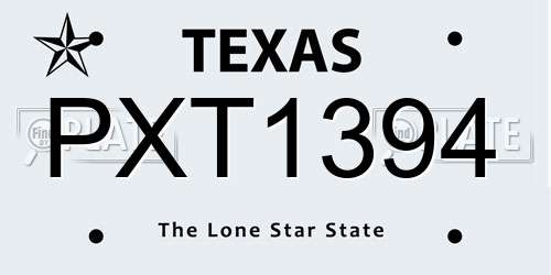 PXT1394 Texas License Plate