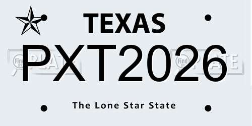 PXT2026 Texas License Plate