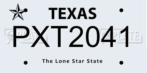 PXT2041 Texas License Plate