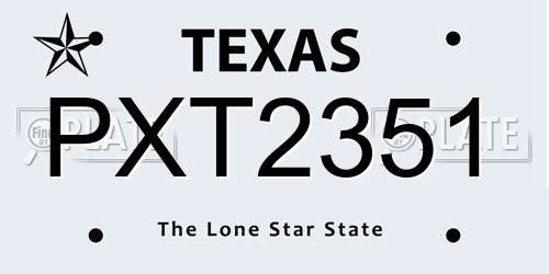 PXT2351 Texas License Plate