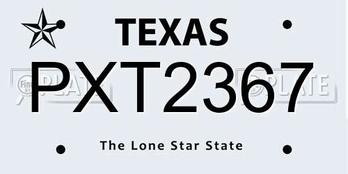 PXT2367 Texas License Plate