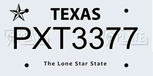 PXT3377 Texas License Plate
