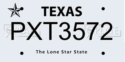 PXT3572 Texas License Plate