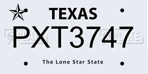 PXT3747 Texas License Plate