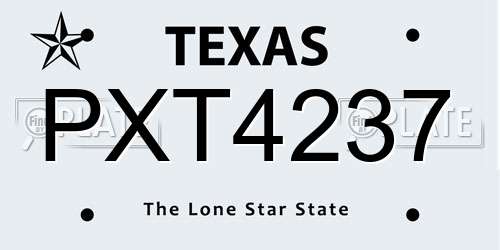 PXT4237 Texas License Plate
