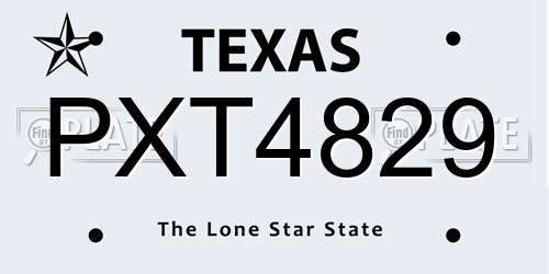PXT4829 Texas License Plate