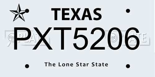 PXT5206 Texas License Plate