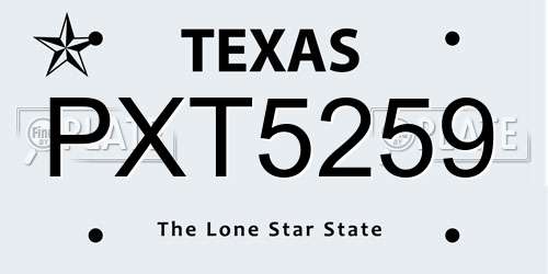 PXT5259 Texas License Plate