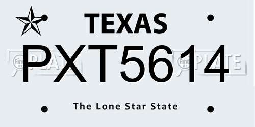 PXT5614 Texas License Plate