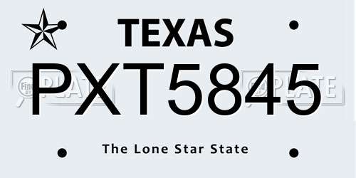 PXT5845 Texas License Plate