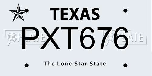 PXT676 Texas License Plate