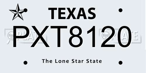 PXT8120 Texas License Plate