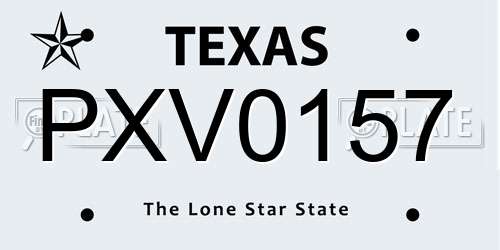 PXV0157 Texas License Plate
