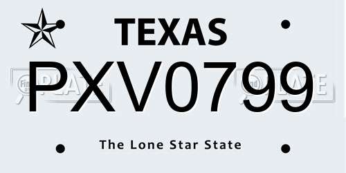 PXV0799 Texas License Plate