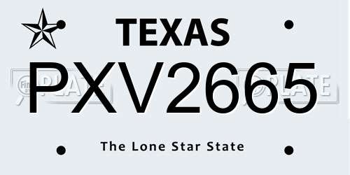 PXV2665 Texas License Plate