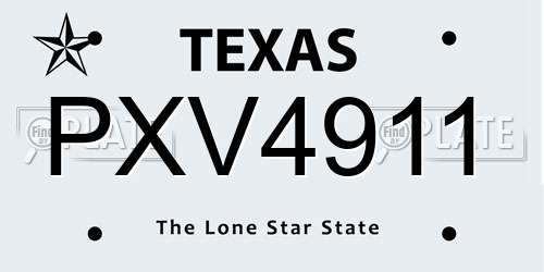 PXV4911 Texas License Plate