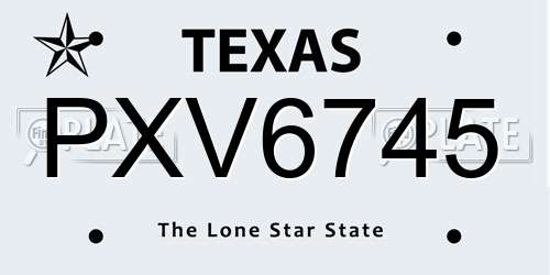 PXV6745 Texas License Plate