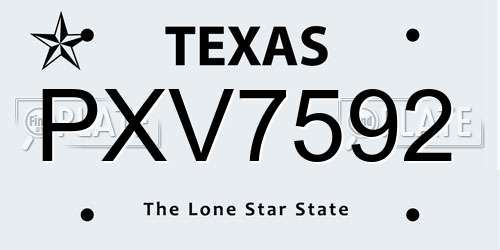 PXV7592 Texas License Plate