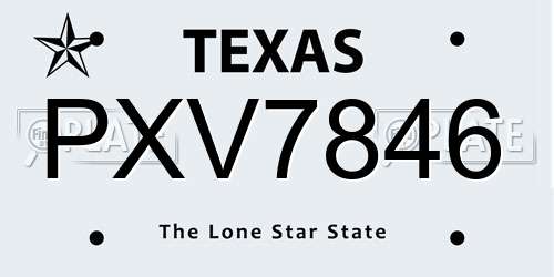 PXV7846 Texas License Plate