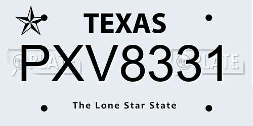 PXV8331 Texas License Plate