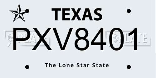 PXV8401 Texas License Plate