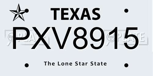 PXV8915 Texas License Plate