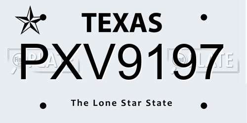 PXV9197 Texas License Plate