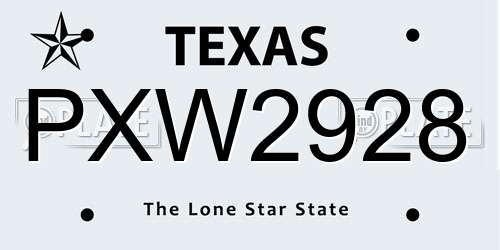 PXW2928 Texas License Plate