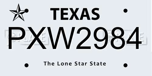 PXW2984 Texas License Plate