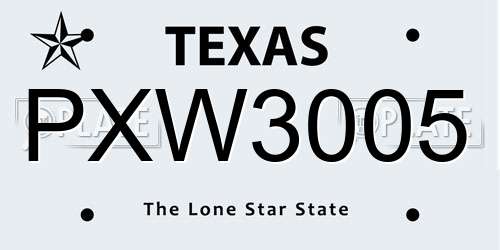 PXW3005 Texas License Plate
