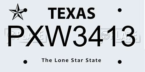 PXW3413 Texas License Plate