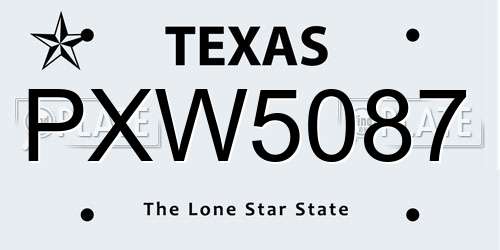 PXW5087 Texas License Plate