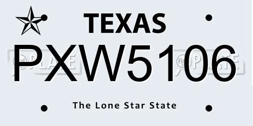 PXW5106 Texas License Plate