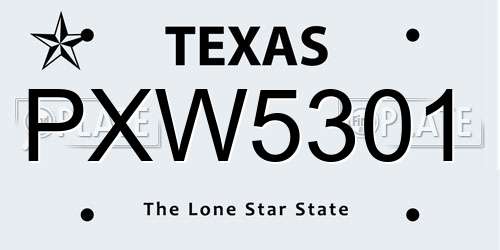 PXW5301 Texas License Plate