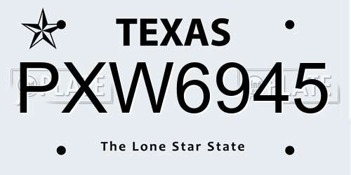 PXW6945 Texas License Plate