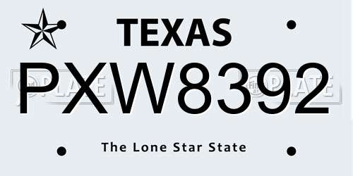 PXW8392 Texas License Plate