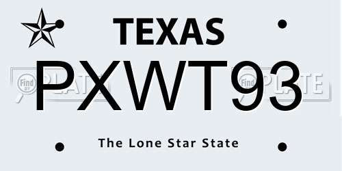 PXWT93 Texas License Plate