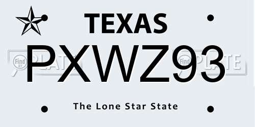 PXWZ93 Texas License Plate